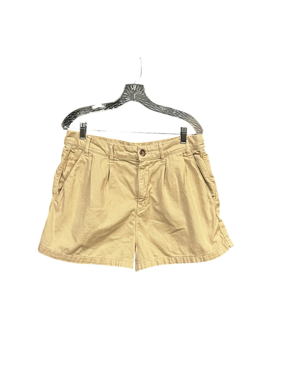 Free People Pleated Chino Shorts Women’s 12 Khaki Beige Cotton Stretch High Rise